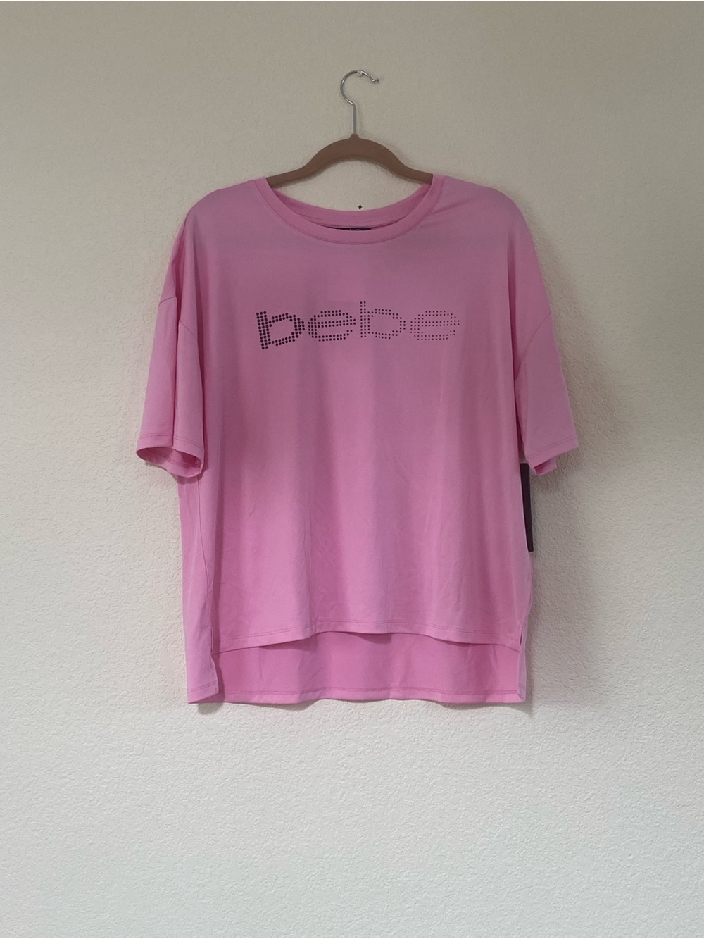 Bebe Sport Rainbow Dot Logo Tee Pink Size 1X New
